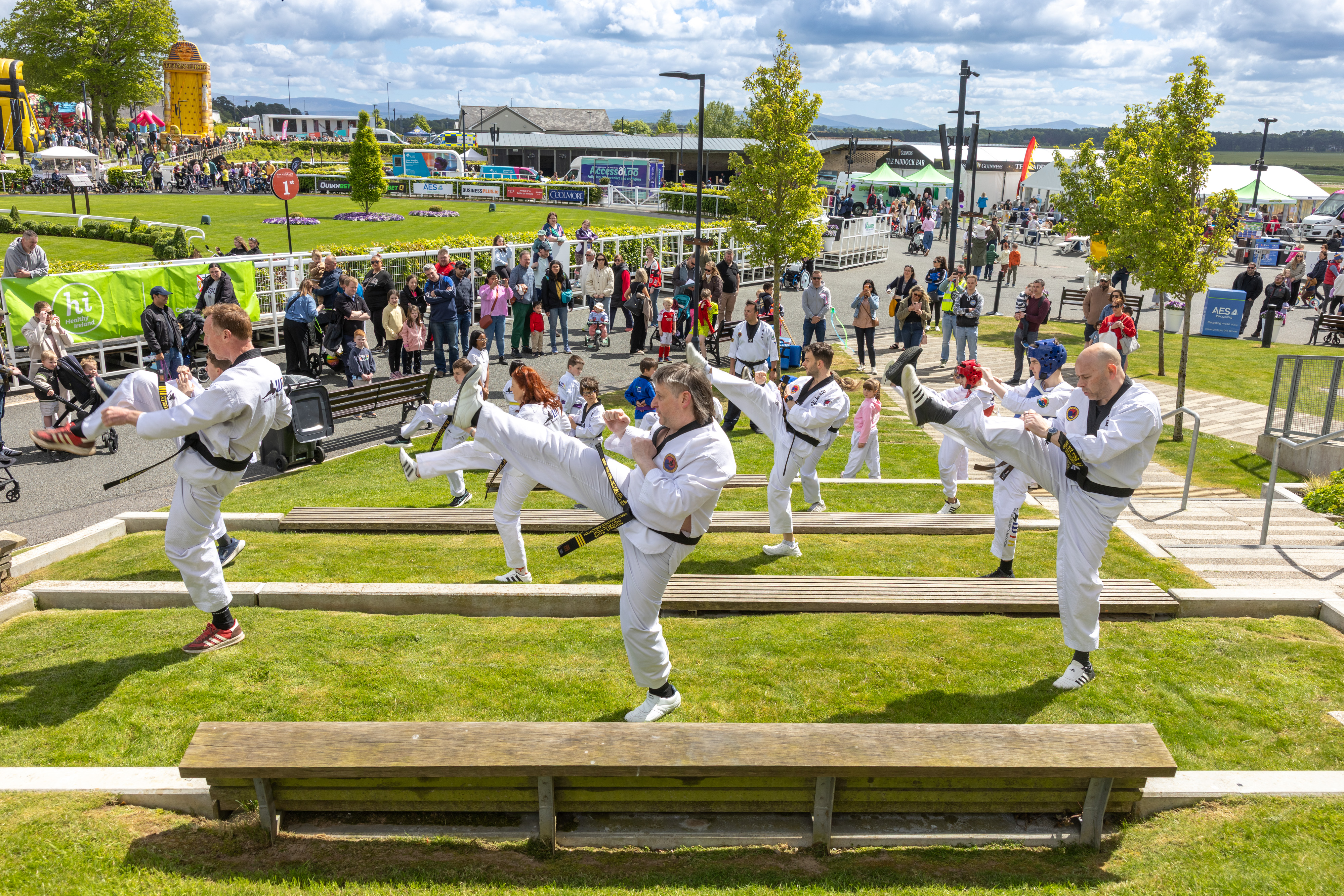 Taekwondo group preforming. 